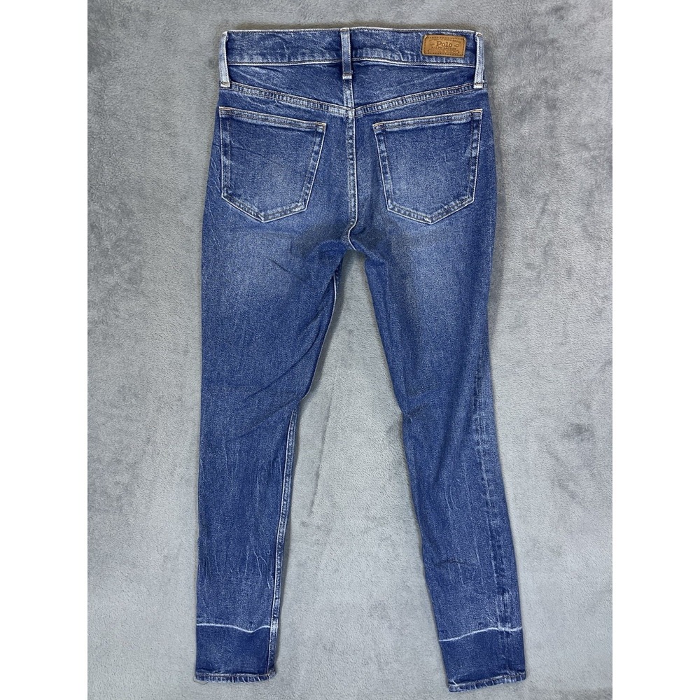 Polo Ralph Lauren Jeans Womens 26 Blue Denim Med Wash Tompkins Mid Rise Skinny - Picture 2 of 11